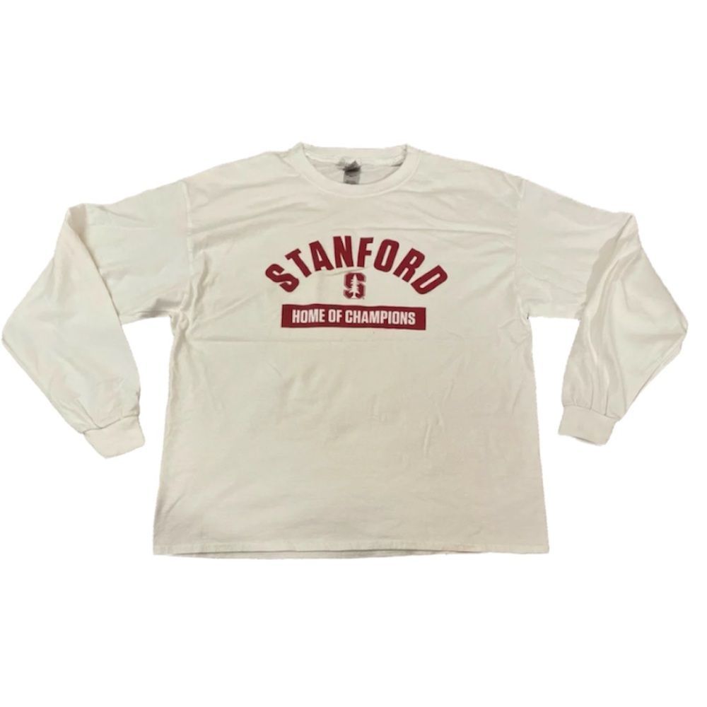 Stanford Cardinal Men's White Long Sleeve Tee Gildan College Shirt Size XL